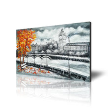 Handmade Oil Painting of Romantic Landscape on Stretched Canvas