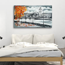 Handmade Oil Painting of Romantic Landscape on Stretched Canvas