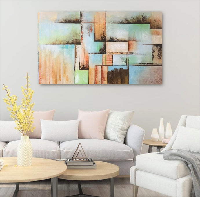 Abstract Handmade Oil Painting on Stretched Canvas