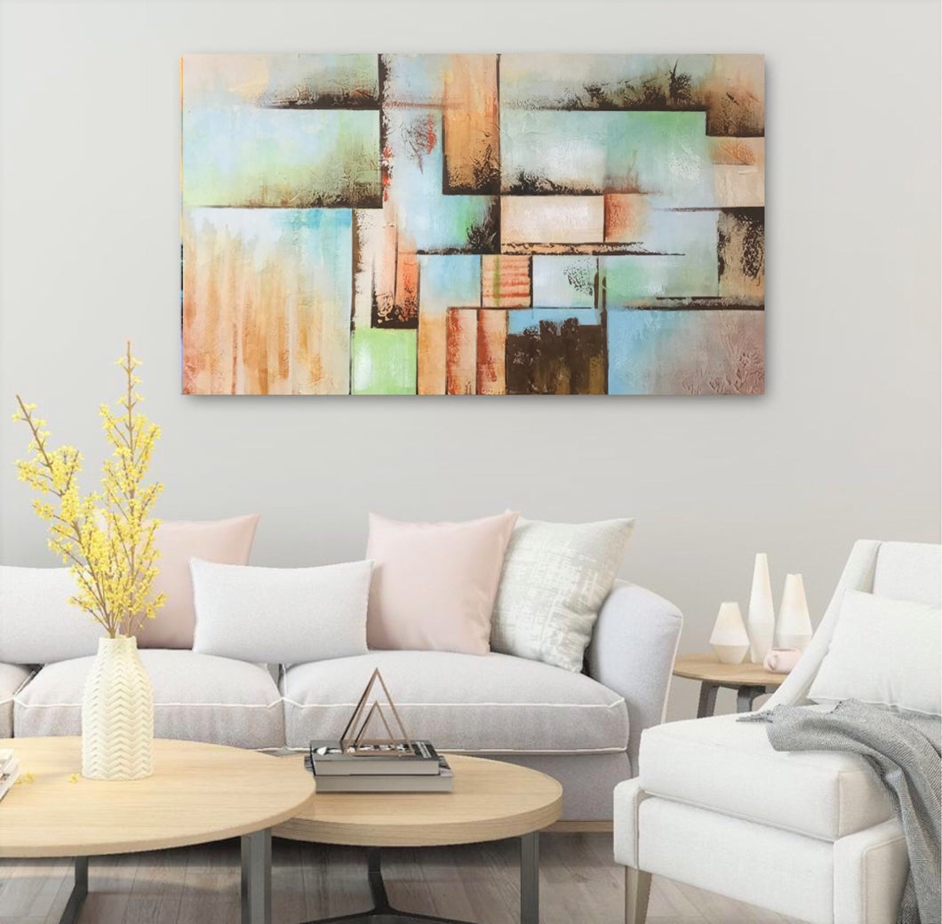 Abstract Handmade Oil Painting on Stretched Canvas