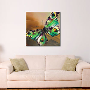 Handmade Oil Painting on Stretched Canvas of a Butterfly