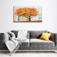 Handmade Oil Painting of Multi Color Tree on Stretched Canvas