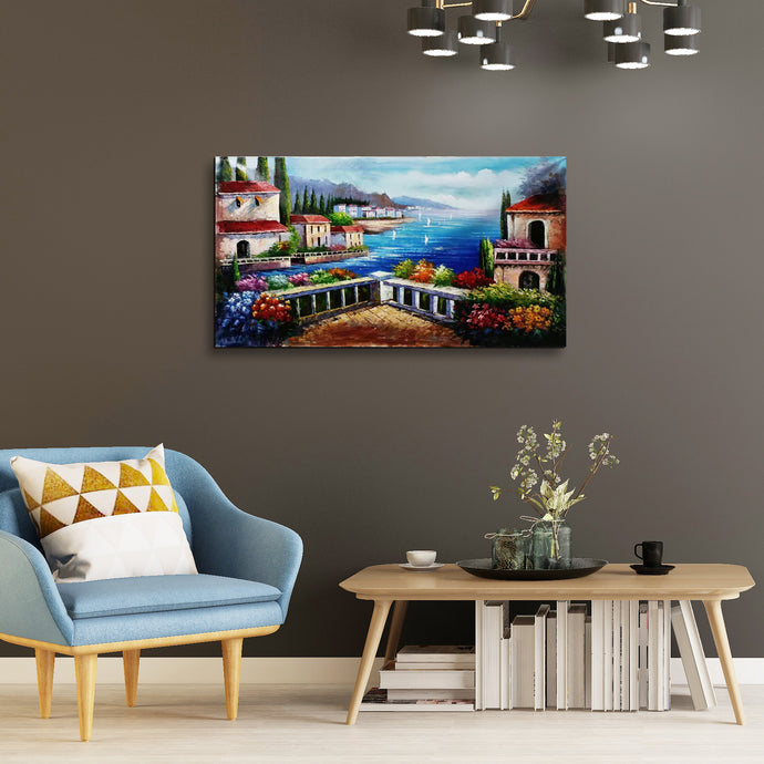 Handmade Oil Painting of Venice City on Stretched Canvas