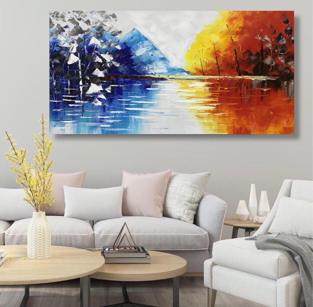 Handmade Oil Painting on Stretched Canvas of Abstract View