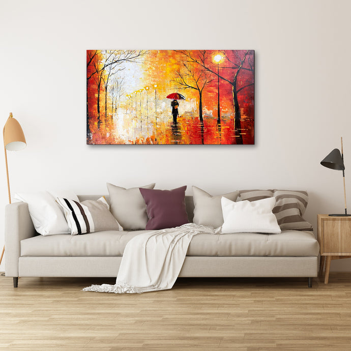 Handmade Oil Painting of Large Landscape View on Stretched Canvas