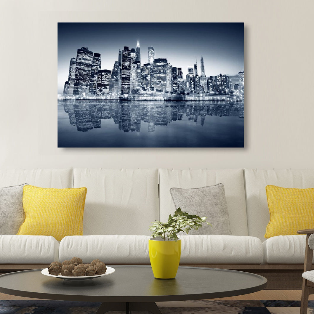 High Quality Art Print  of City Skyline View on Stretched Canvas