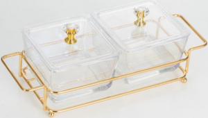 Divider Organizer Crystal White Glass with Covers Transparent