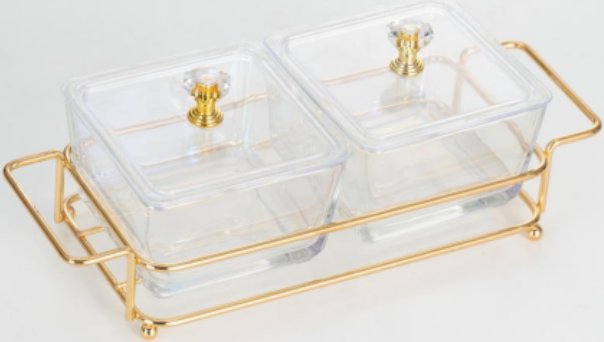 Divider Organizer Crystal White Glass with Covers Transparent