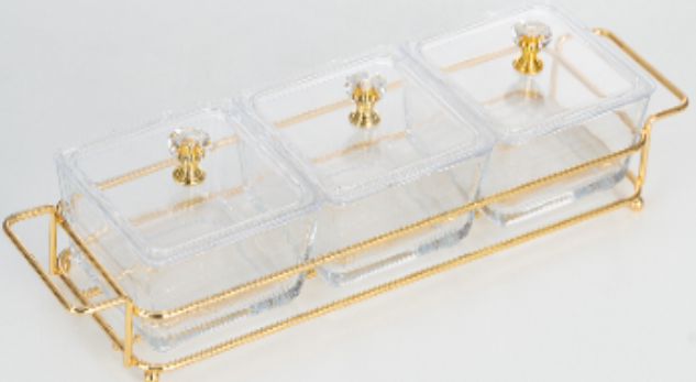 Divider Organizer Crystal White Glass with Covers in White