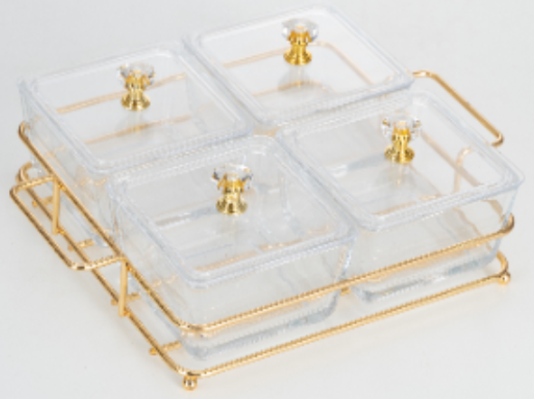 Divider Organizer Crystal White Glass with Covers