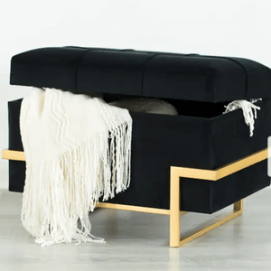 black ottoman storage bench
