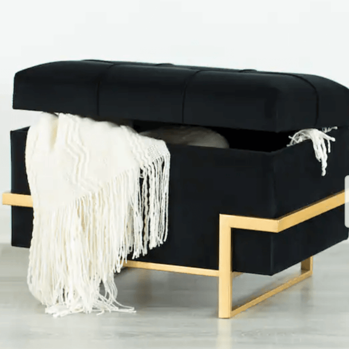 black ottoman storage bench