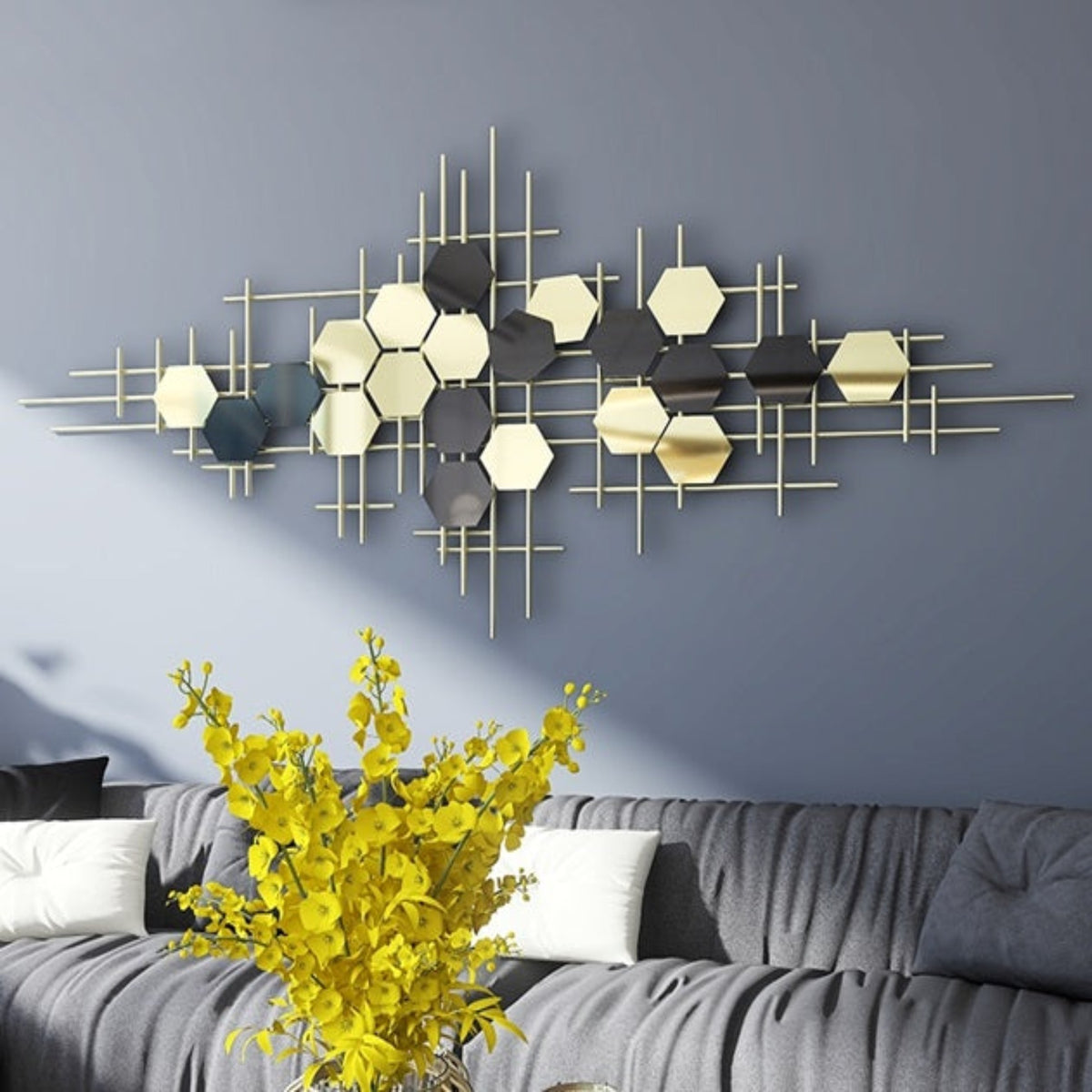 Large Golden Metal Wall Décor with Black & Gold – Papiyona