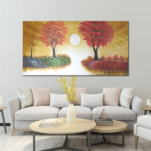 Huge Handmade Oil Painting of Landscape on Stretched Canvas