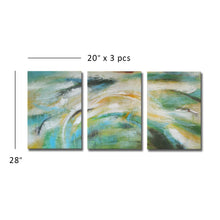 Three Large Panels of Handmade Abstract Oil Painting on Stretched Canvas in Group