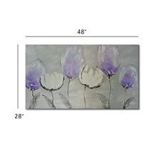Handmade Oil Painting on Stretched Canvas of Purple Tulip Flowers