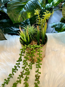 Flowers Artificial Plant Colored in a Gold Pot