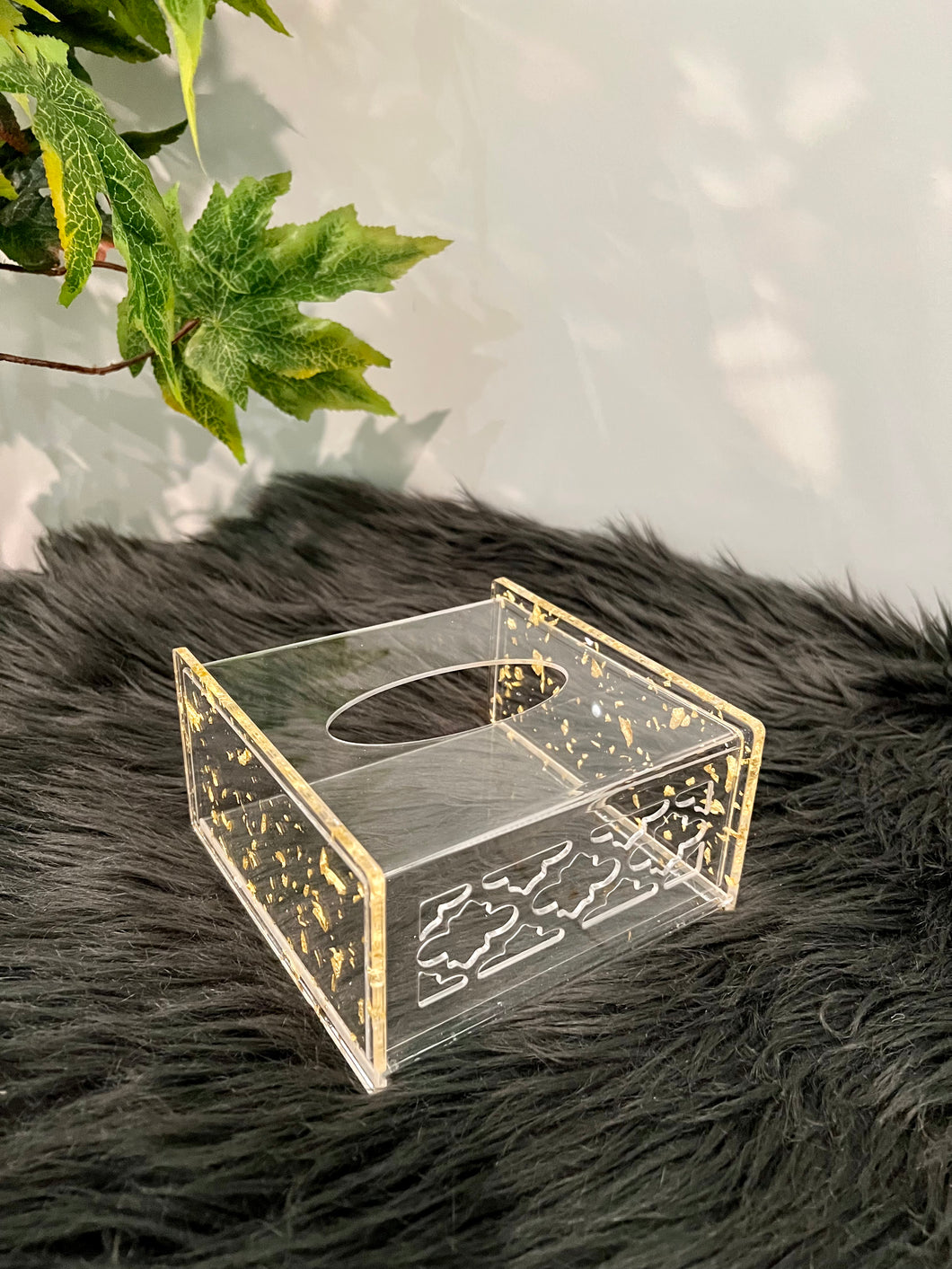 Tissue Box Acrylic Handmade Centre Piece in Gold/Silver for Square Tissues