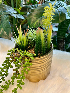 Flowers Artificial Plant Colored in a Gold Pot