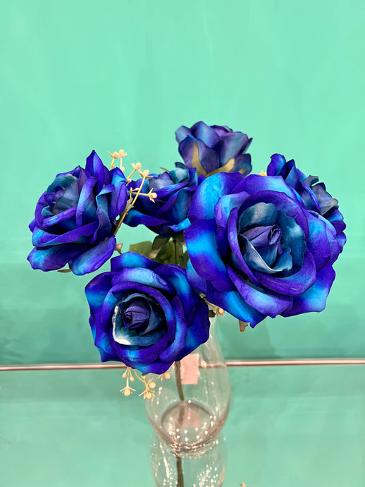 Flowers Bouquet of Velvet Flower Bunch in BLUE Colour With Stem