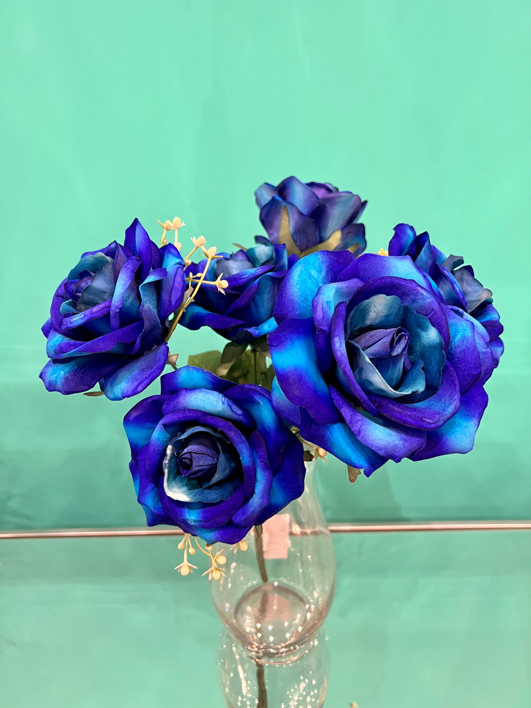Flowers Bouquet of Velvet Flower Bunch in BLUE Colour With Stem