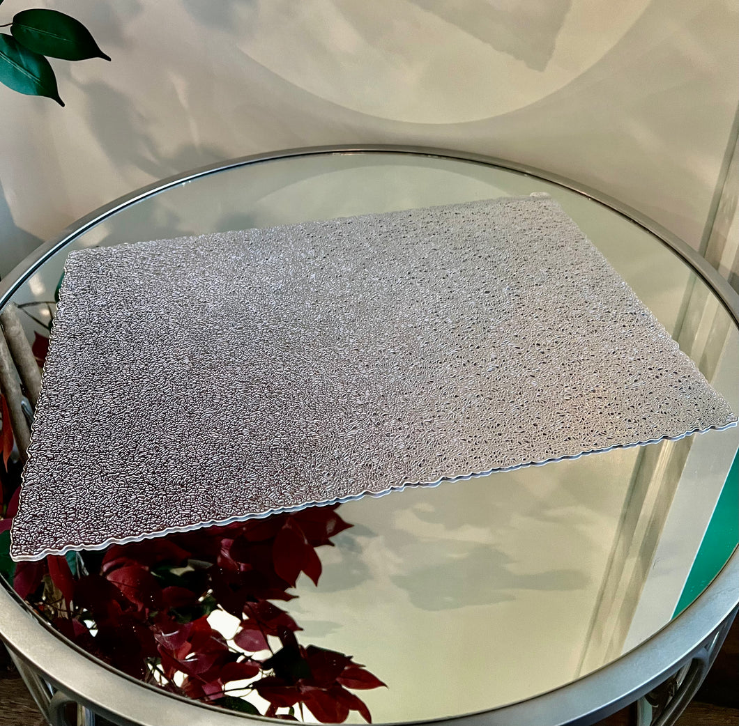 Placemats in Metallic Silver Rectangular for Dining Table Wedding Parties Accent Centrepiece