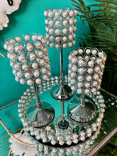 Tray Metal Circular Pearl in Gold/Silver with Mirrored Glass Base