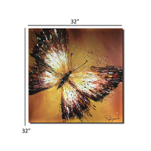 Handmade Oil Painting on Stretched Canvas of a Butterfly