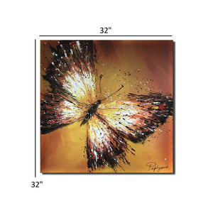Handmade Oil Painting on Stretched Canvas of a Butterfly