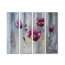 Handmade Oil Painting  of Flowers on Stretched Canvas in Group