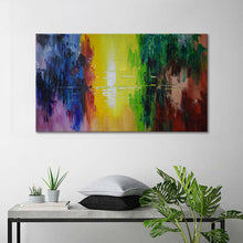 Handmade Abstract Oil Painting on Stretched Canvas in Bright Colors
