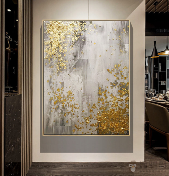 Abstract Handmade Oil Painting on Stretched Canvas with Extra Floating Frame