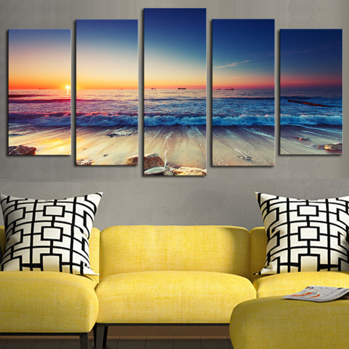 High Quality Art Print  of Sea View on Stretched Canvas in Group