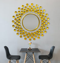 Handcrafted Modern Decorated Round Wall Metal Mirror With Crystal Stones
