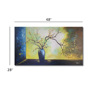 Handmade Oil Painting on Stretched Canvas of 3D Tree in Gold Background